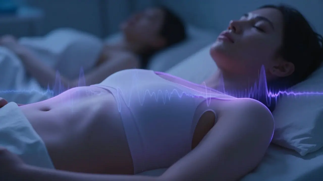 Close-up of pulsing medical-grade silicone with soft LED lighting, evoking rhythmic vibration.