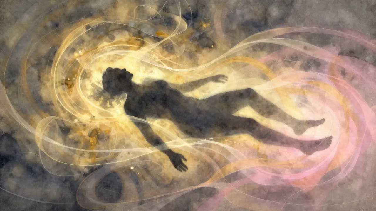 Abstract art showing emotional release and energy flow from body