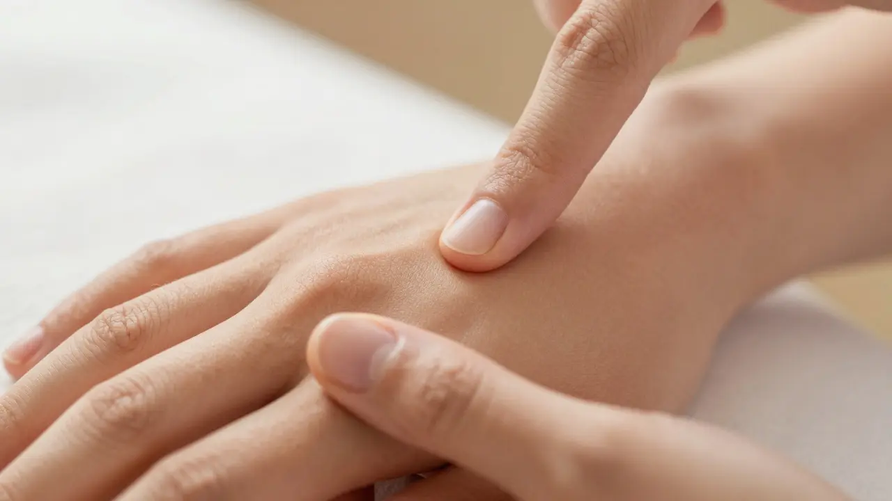 Close up of gentle hand massage on delicate skin