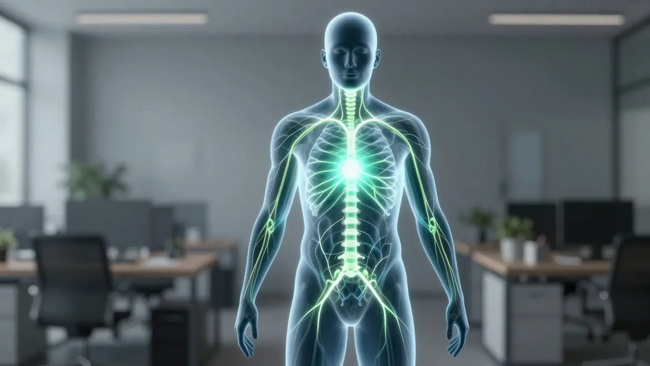 Conceptual art of glowing neural pathways in a human silhouette