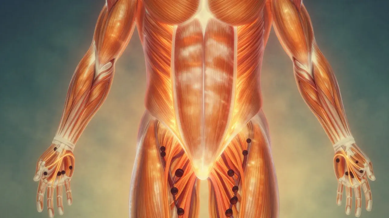 Abstract art showing heat energy relaxing muscle tissue